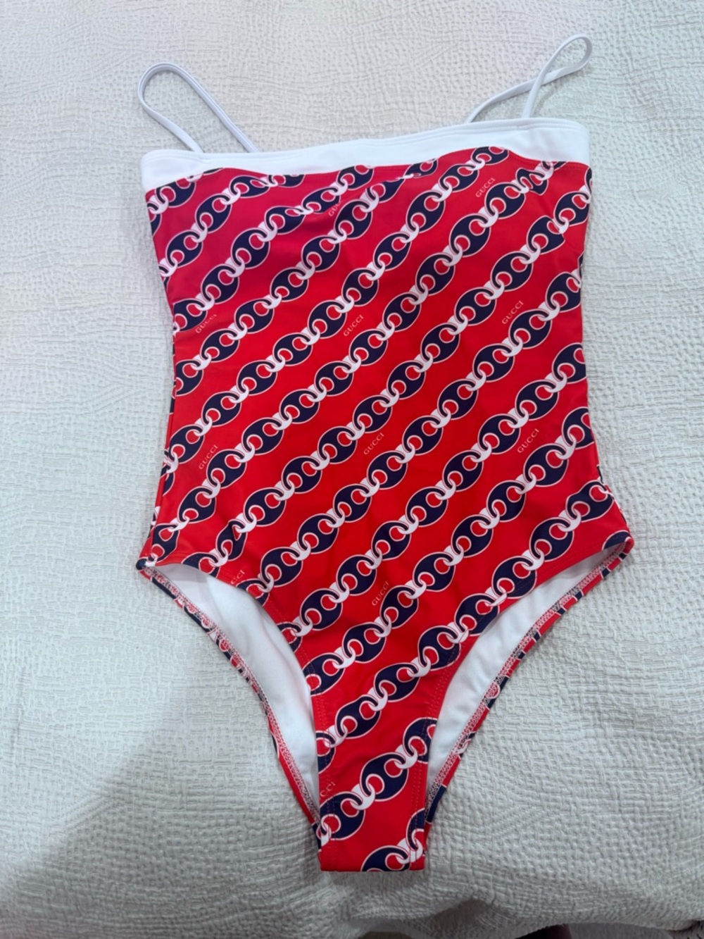Women's Red Patterned One-Piece Swimsuit